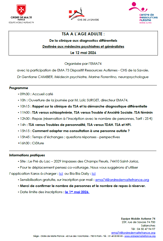 Invitation Conférence : Les TSA à l'âge adulte