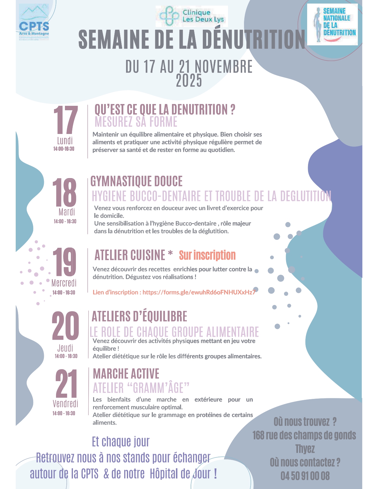 Semaine nationale de la Dénutrition à la Clinique Les Deux Lys, Thyez.
