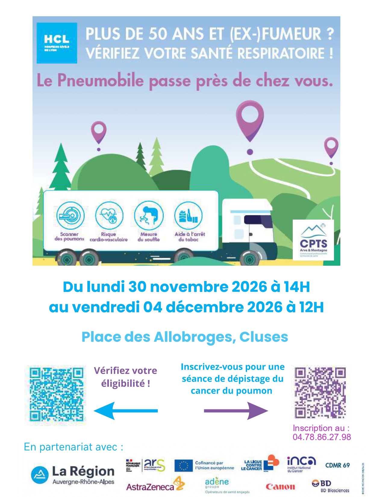 Le Pneumobile revient à Cluses pour une semaine de dépistage du cancer du poumon !